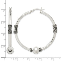 Sterling Silver Antiqued Hoop Earrings