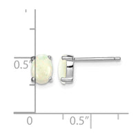 Sterling Silver Rhodium-plated Created Opal Post Earrings