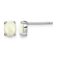 Sterling Silver Rhodium-plated Created Opal Post Earrings