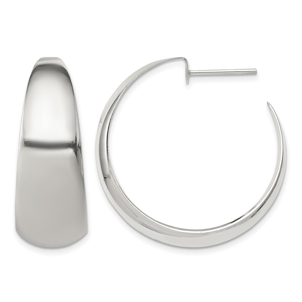 Sterling Silver Rhodium-plated Fancy J-Hoop Post Earrings