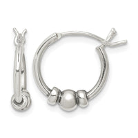 Sterling Silver Antiqued Beaded Hoop Earrings