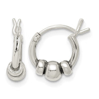 Sterling Silver Antiqued Beaded Hoop Earrings