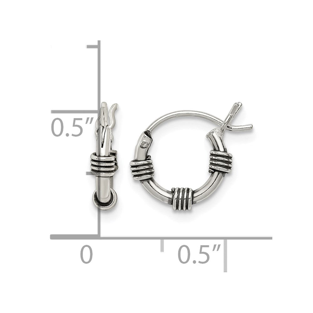Sterling Silver Antiqued Hoop Earrings