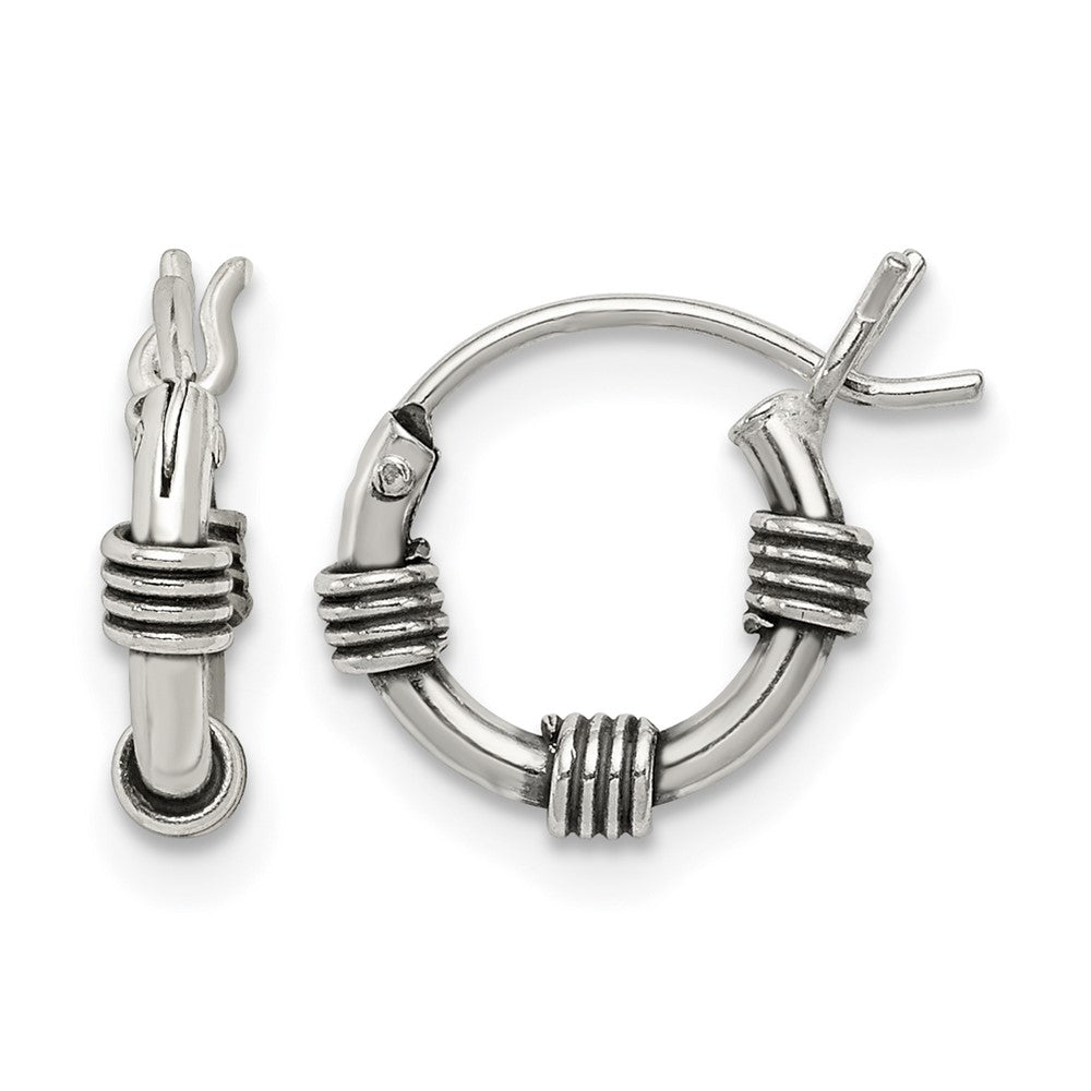 Sterling Silver Antiqued Hoop Earrings