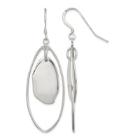 Sterling Silver Polished Fancy Oval Dangle Earrings