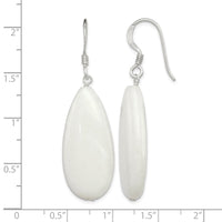 Sterling Silver Polished White Jade Teardrop Dangle Earrings