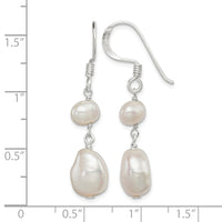 Sterling Silver Polished White Freshwater Cultured Pearl Dangle Earrings