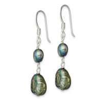 Sterling Silver Black Baroque FW Cultured Pearl Dangle Earrings