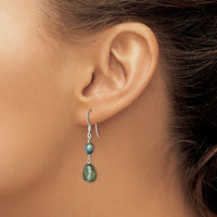Sterling Silver Black Baroque FW Cultured Pearl Dangle Earrings