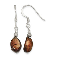 Sterling Silver Polished Brown Freshwater Cultured Pearl Dangle Earrings