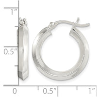 Sterling Silver Polished 3x20mm Knife Edge Round Hoop Earrings