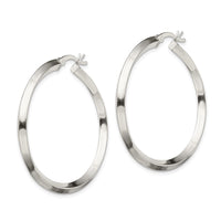 Sterling Silver Polished 3x40mm Knife Edge Round Hoop Earrings