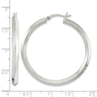Sterling Silver Polished 3x40mm Knife Edge Round Hoop Earrings
