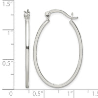 Sterling Silver Polished 1.5mm Square Tube Oval Hoop Earrings