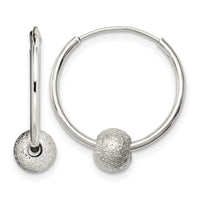 Sterling Silver Laser Bead Endless Hoop Earrings