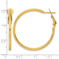 Sterling Silver Gold-tone Polished 2mm Omega Back Round Hoop Earrings