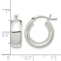 Sterling Silver Polished 6mm Round Hoop Earrings