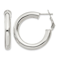 Sterling Silver 5x30mm Omega Back Hoop Earrings