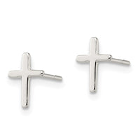 Sterling Silver Polished Latin Cross Petite Post Earrings
