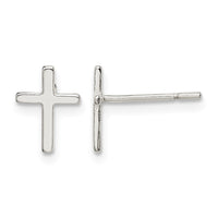 Sterling Silver Polished Latin Cross Petite Post Earrings