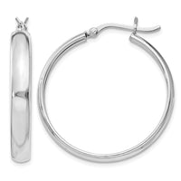 Sterling Silver Rhodium-plated 4mm x 30 Hoop Earrings