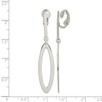 Sterling Silver Polished Non-Pierced Elongated Oval Dangle Earrings