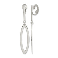 Sterling Silver Polished Non-Pierced Elongated Oval Dangle Earrings