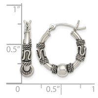 Sterling Silver Antiqued Hoop Earrings