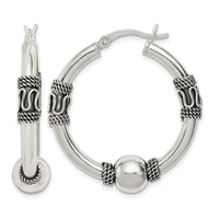 Sterling Silver Antiqued Hoop Earrings