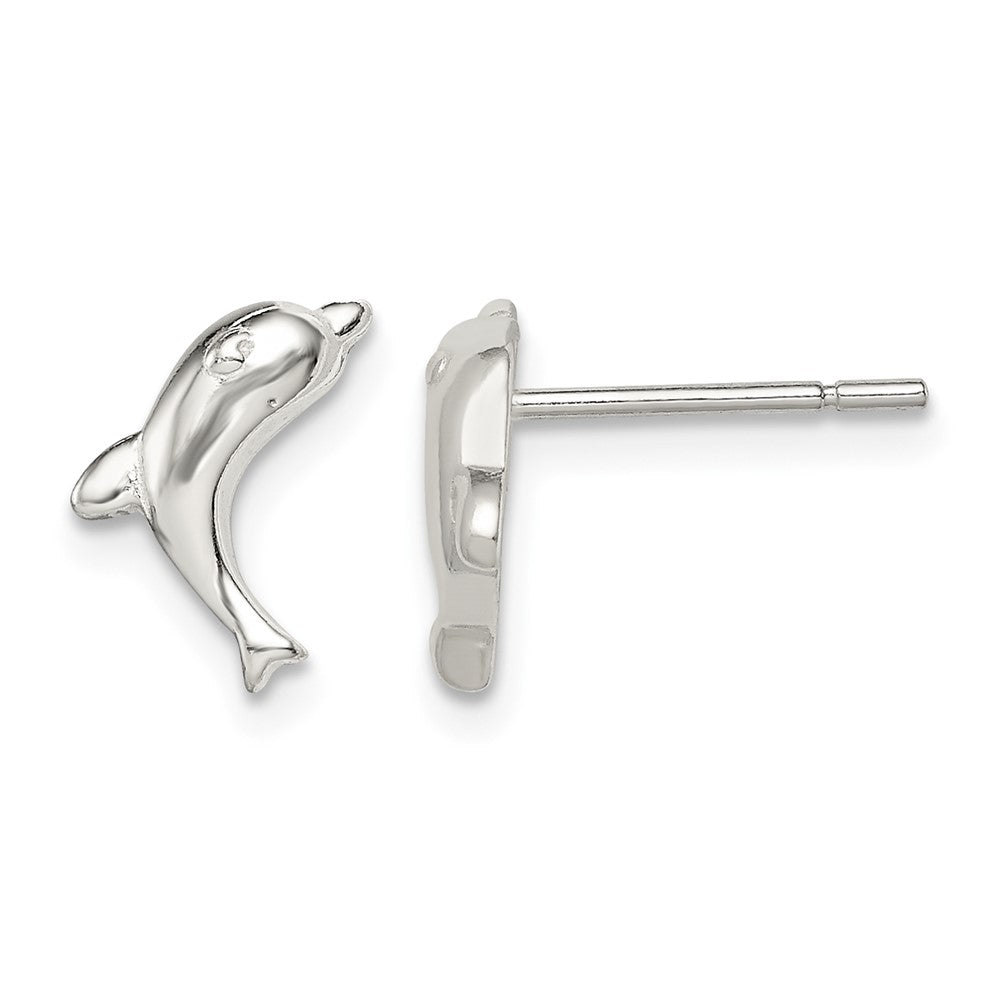 Sterling Silver Polished Dolphin Post Earrings