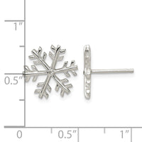 Sterling Silver CZ Polished Snowflake Post Earrings