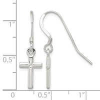 Sterling Silver Polished Latin Cross Dangle Earrings