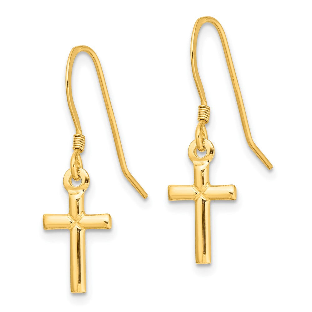 Sterling Silver Gold-tone Polished 'X' Cross Dangle Earrings