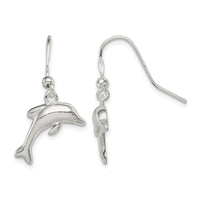 Sterling Silver Polished Dolphin Dangle Earrings