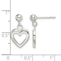 Sterling Silver Polished Dangle Heart Post Earrings