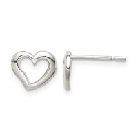 Sterling Silver Polished Heart Post Earrings