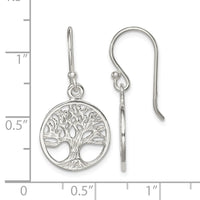 Sterling Silver Polished Filigree Tree Dangle Earrings