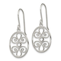 Sterling Silver Polished Filigree Oval Dangle Earrings