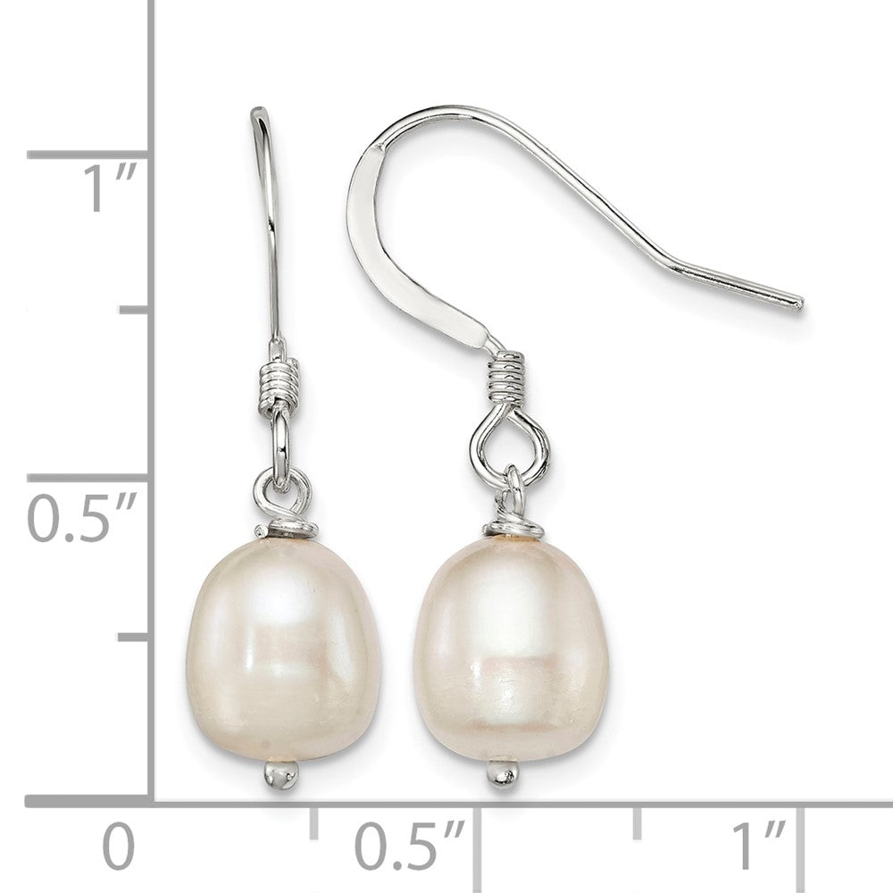 Sterling Silver Polished 7-8mm Freshwater Cultured Pearl Dangle Earrings