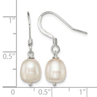 Sterling Silver Polished 7-8mm Freshwater Cultured Pearl Dangle Earrings