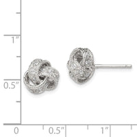 Sterling Silver Rhodium-plated CZ Love Knot Post Earrings