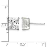 Sterling Silver 8mm Square CZ Basket Set Stud Earrings