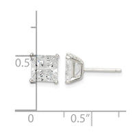 Sterling Silver 6mm Square Cross-cut CZ Basket Set Stud Earrings