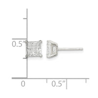 Sterling Silver 5mm Square Laser-cut CZ Basket Set Stud Earrings