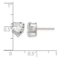 Sterling Silver Polished 7mm Heart Snap Set CZ Stud Earrings