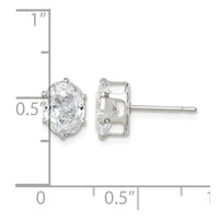 Sterling Silver Polished 8x6mm Oval Snap Set CZ Stud Earrings