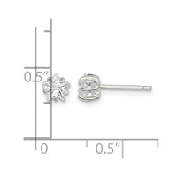 Sterling Silver Polished 5mm Star Basket Set CZ Stud Earrings