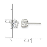 Sterling Silver Polished 6mm Star Basket Set CZ Stud Earrings