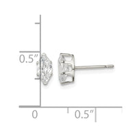 Sterling Silver Polished 7x3.5mm Marquise Snap Set CZ Stud Earrings