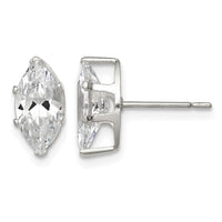 Sterling Silver Polished 10x5mm Marquise Snap Set CZ Stud Earrings